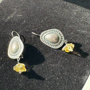 Vintage/Retired Silpada Sterlings Silver and Yellow Citrine Earrings